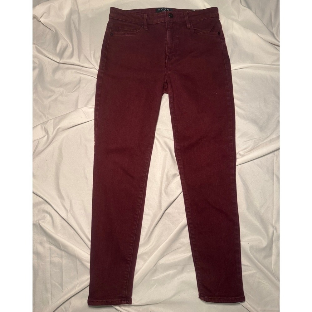 Sanctuary Social Ankle Skinny‎ Pants Women 27/4 Burgundy Standard Rise Workwear